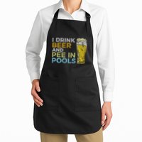 I Drink Beer And Pee In Pools Funny Grunge Vintage Pool Joke Apron
