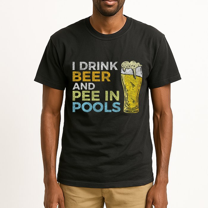 I Drink Beer And Pee In Pools Funny Grunge Vintage Pool Joke Tall T-Shirt
