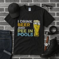 I Drink Beer And Pee In Pools Funny Grunge Vintage Pool Joke Tall T-Shirt