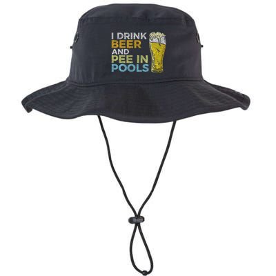 I Drink Beer And Pee In Pools Funny Grunge Vintage Pool Joke Bucket Hat