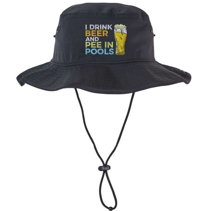 I Drink Beer And Pee In Pools Funny Grunge Vintage Pool Joke Bucket Hat