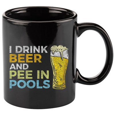 I Drink Beer And Pee In Pools Funny Grunge Vintage Pool Joke 11oz C Handle Ceramic Mug
