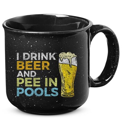 I Drink Beer And Pee In Pools Funny Grunge Vintage Pool Joke 15oz Campfire Ceramic Mug