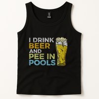 I Drink Beer And Pee In Pools Funny Grunge Vintage Pool Joke Tank Top
