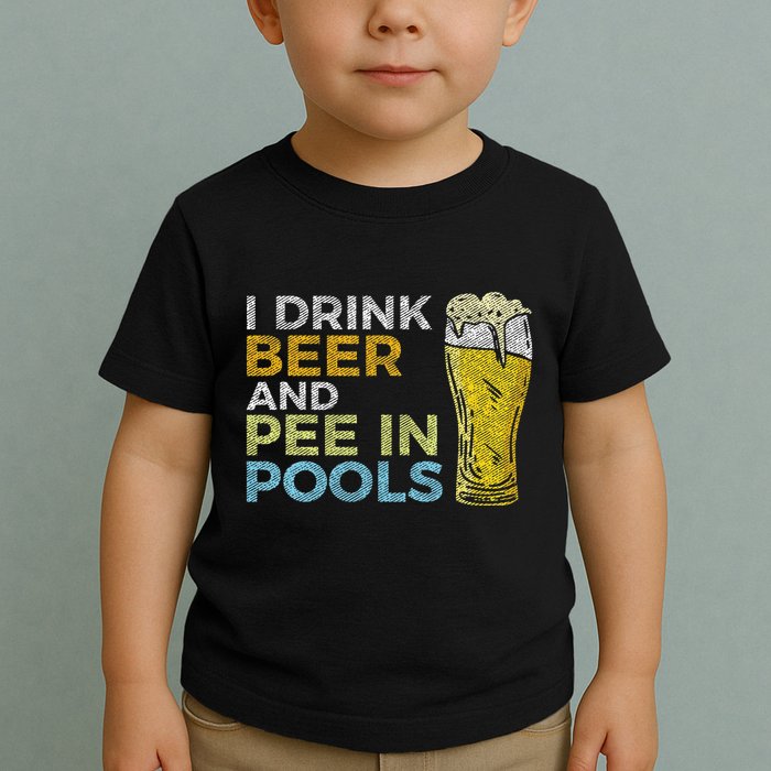 I Drink Beer And Pee In Pools Funny Grunge Vintage Pool Joke Toddler T-Shirt