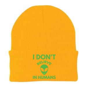 I Don't Believe In Humans Funny Alien Scifi Knit Cap Winter Beanie