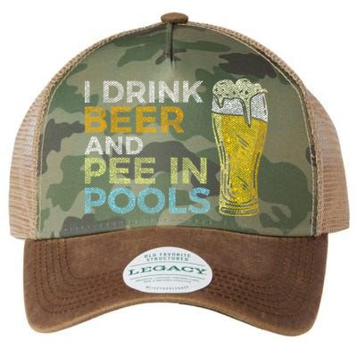 I Drink Beer And Pee In Pools Funny Grunge Vintage Pool Joke Legacy Tie Dye Trucker Hat