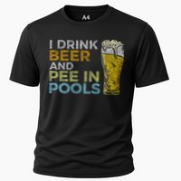 I Drink Beer And Pee In Pools Funny Grunge Vintage Pool Joke Performance Shirt