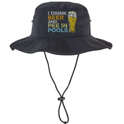 I Drink Beer And Pee In Pools Funny Grunge Vintage Pool Joke Bucket Hat