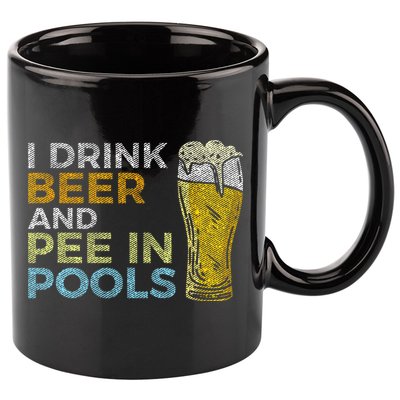 I Drink Beer And Pee In Pools Funny Grunge Vintage Pool Joke 11oz C Handle Ceramic Mug