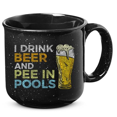 I Drink Beer And Pee In Pools Funny Grunge Vintage Pool Joke 15oz Campfire Ceramic Mug