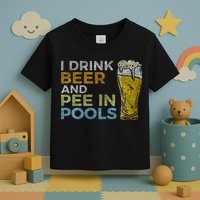 I Drink Beer And Pee In Pools Funny Grunge Vintage Pool Joke Toddler T-Shirt