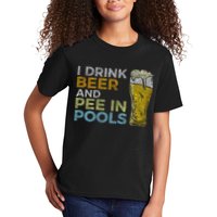 I Drink Beer And Pee In Pools Funny Grunge Vintage Pool Joke Kids T-Shirt