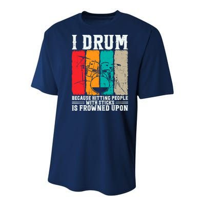 I Drum Because Hitting People With Sticks Is Frowned Upon Youth Performance Sprint T-Shirt
