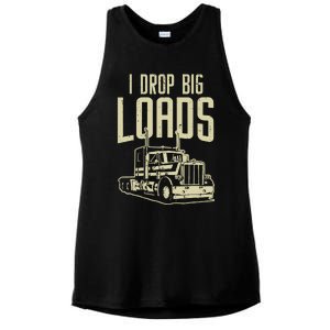 I Drop Big Loads Semi Truck Trucking Driver Trucker Gift Ladies PosiCharge Tri-Blend Wicking Tank