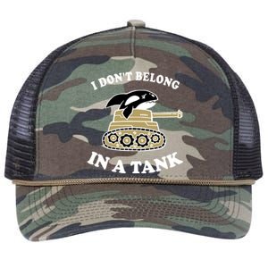 I Don't Belong In A Tank Gift Funny Killer Whale Meme Gift Retro Rope Trucker Hat Cap