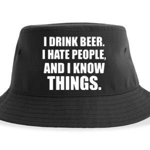 I Drink Beer I Hate People And I Know Things Sustainable Bucket Hat