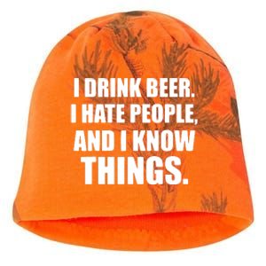 I Drink Beer I Hate People And I Know Things Kati - Camo Knit Beanie