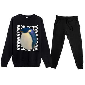 I'm Da Biggest Bird Meme For Bird Lovers Meme Enthusiasts Premium Crewneck Sweatsuit Set