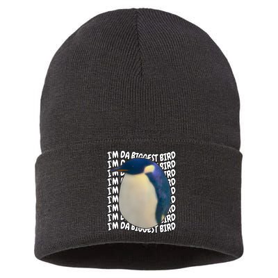 I'm Da Biggest Bird Meme For Bird Lovers Meme Enthusiasts Sustainable Knit Beanie