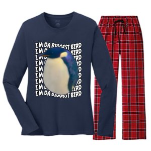 I'm Da Biggest Bird Meme For Bird Lovers Meme Enthusiasts Women's Long Sleeve Flannel Pajama Set 