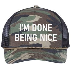 IM Done Being Nice Funny Jokes Sarcastic Retro Rope Trucker Hat Cap