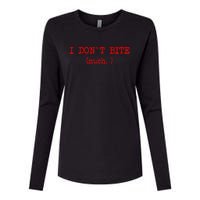 I DonT Bite Much Funny Meme Womens Cotton Relaxed Long Sleeve T-Shirt