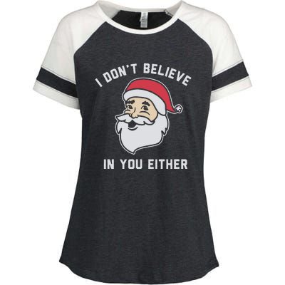 I Don't Believe In You Either Santa Claus Enza Ladies Jersey Colorblock Tee