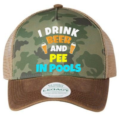 I Drink Beer And Pee in Pools Lake River Gifts Legacy Tie Dye Trucker Hat