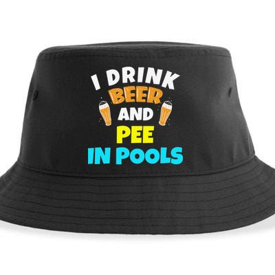 I Drink Beer And Pee in Pools Lake River Gifts Sustainable Bucket Hat