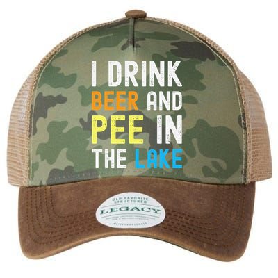I Drink Beer I Pee In The Lake Funny Summer Vacation Legacy Tie Dye Trucker Hat