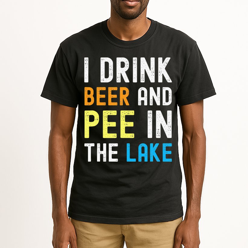 I Drink Beer I Pee In The Lake Funny Summer Vacation Tall T-Shirt
