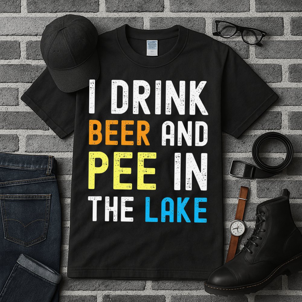 I Drink Beer I Pee In The Lake Funny Summer Vacation Tall T-Shirt