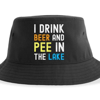 I Drink Beer I Pee In The Lake Funny Summer Vacation Sustainable Bucket Hat