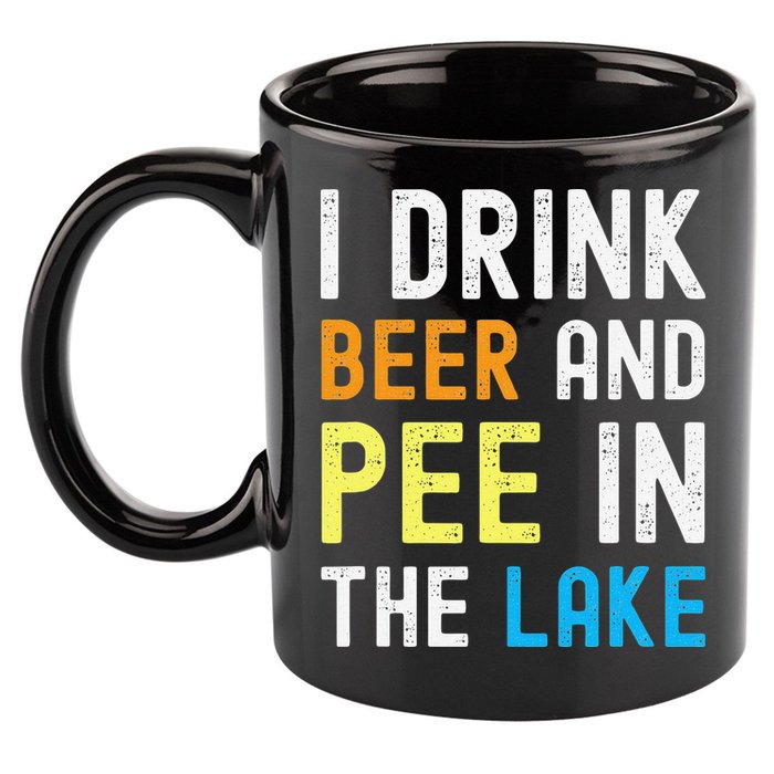 I Drink Beer I Pee In The Lake Funny Summer Vacation 11oz C Handle Ceramic Mug
