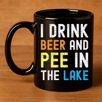 I Drink Beer I Pee In The Lake Funny Summer Vacation 11oz C Handle Ceramic Mug