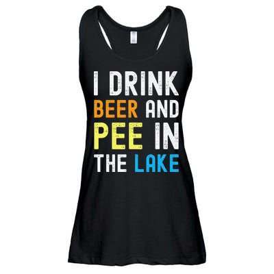 I Drink Beer I Pee In The Lake Funny Summer Vacation Ladies Essential Flowy Tank