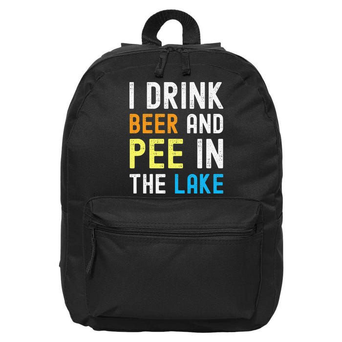 I Drink Beer I Pee In The Lake Funny Summer Vacation 16 in Basic Backpack