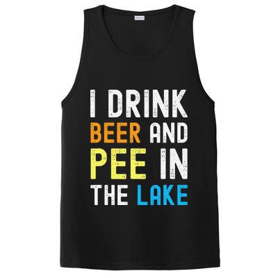 I Drink Beer I Pee In The Lake Funny Summer Vacation PosiCharge Competitor Tank