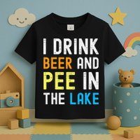 I Drink Beer I Pee In The Lake Funny Summer Vacation Toddler T-Shirt