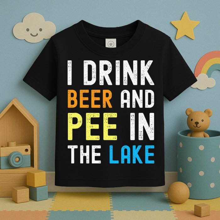I Drink Beer I Pee In The Lake Funny Summer Vacation Toddler T-Shirt
