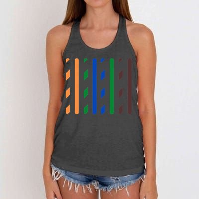 IT Data Cable RJ45 T568B Pinout Funny Data Technician Gift Women's Knotted Racerback Tank
