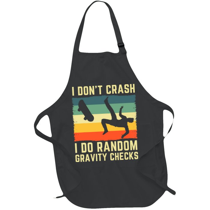 I Don't Crash I Do Random Gravity Checks Skateboard Full-Length Apron With Pockets