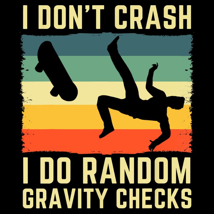 I Don't Crash I Do Random Gravity Checks Skateboard Flat Bill Trucker Hat