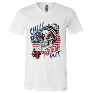 Independence Day Chill The Fourth Out V-Neck T-Shirt