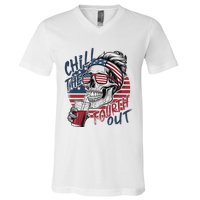 Independence Day Chill The Fourth Out V-Neck T-Shirt