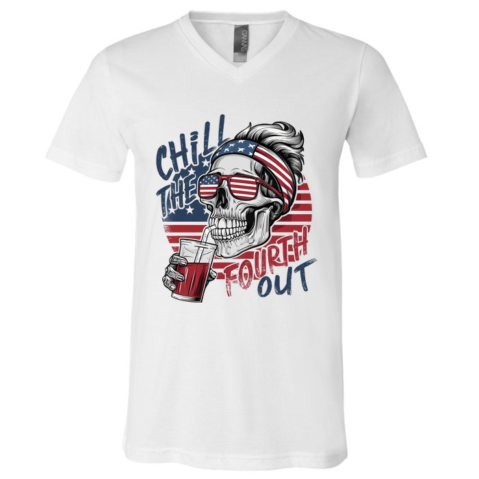 Independence Day Chill The Fourth Out V-Neck T-Shirt