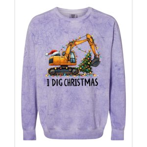 I Dig Christmas Excavator Construction Truck Digging Xmas Colorblast Crewneck Sweatshirt