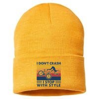 I DonT Crash I Stop With Style Bicycle Funny Sustainable Knit Beanie