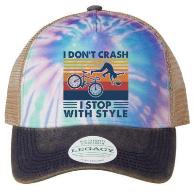 I DonT Crash I Stop With Style Bicycle Funny Legacy Tie Dye Trucker Hat